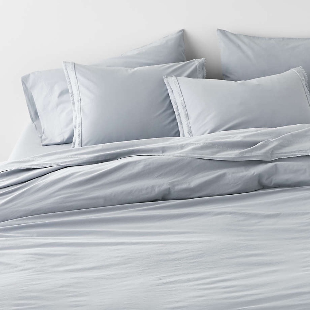 Crate&Barrel Favorite Washed Organic Cotton Eyelash Full/Queen Duvet Cover
